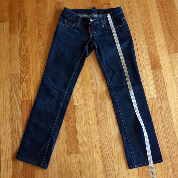 [SOLD] Dsquared Made In Italy Luxury Straight Leg Low Rise Dark Wash Jeans - Picture 14 of 16